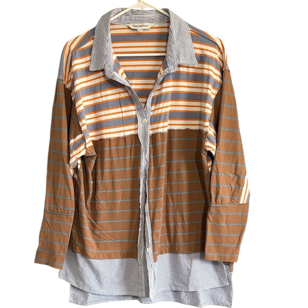 DAVI & DANI Orange and White Striped Top